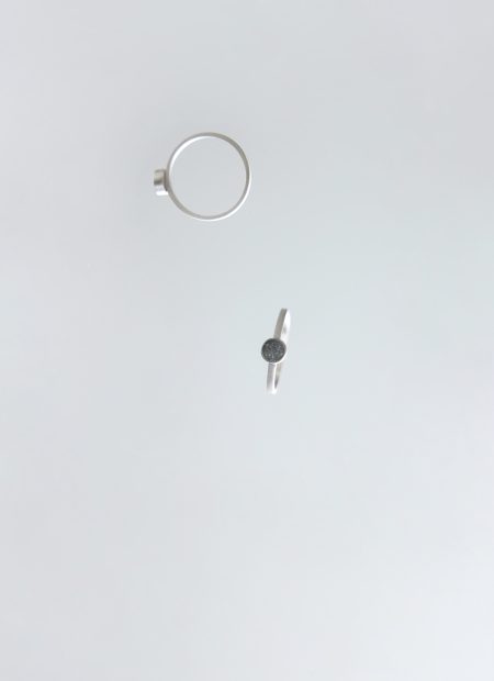Mirvett ring – handcrafted concrete and silver minimalist architectural jewelry.