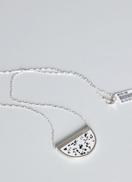 Exedra necklace – handcrafted concrete and silver minimalist architectural jewelry.