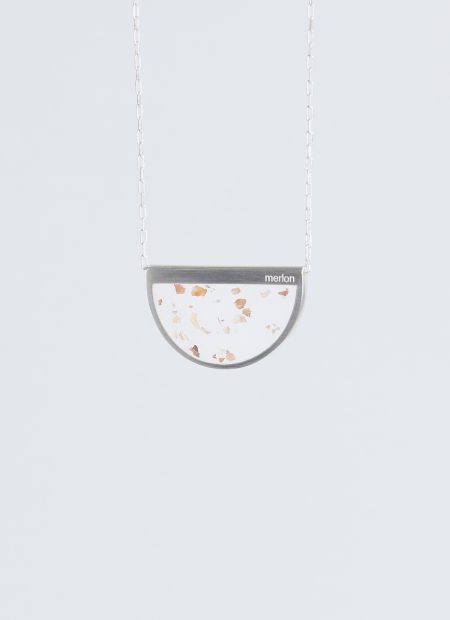 Exedra necklace – handcrafted concrete and silver minimalist architectural jewelry.