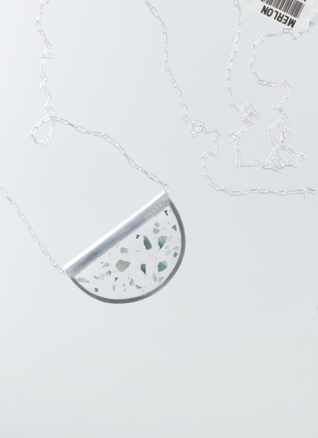 Exedra necklace – handcrafted concrete and silver minimalist architectural jewelry.