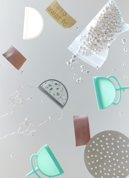 Exedra necklace – handcrafted concrete and silver minimalist architectural jewelry.