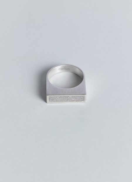 Latern ring – handcrafted concrete and silver minimalist architectural jewelry.