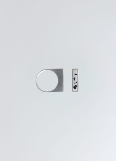 Latern ring – handcrafted concrete and silver minimalist architectural jewelry.